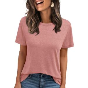imageAUTOMET Summer Tops Women Spring Short Sleeve Shirts Beach Vacation Outfits Plus Size Workout Tshirts Casual Clothes 202502pink