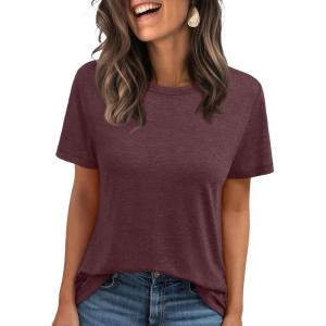 imageAUTOMET Summer Tops Women Spring Short Sleeve Shirts Beach Vacation Outfits Plus Size Workout Tshirts Casual Clothes 202502winered