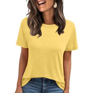 imageAUTOMET Summer Tops Women Spring Short Sleeve Shirts Beach Vacation Outfits Plus Size Workout Tshirts Casual Clothes 202502yellow