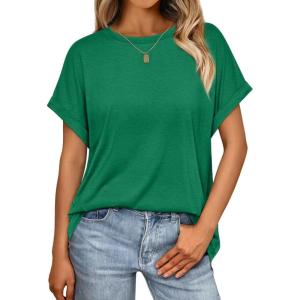 imageAUTOMET Womens Summer Tops Oversized Short Sleeve Business Casual T Shirts Trendy Fashion Clothes Spring Outfits 2025Green