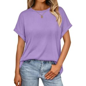 imageAUTOMET Womens Summer Tops Oversized Short Sleeve Business Casual T Shirts Trendy Fashion Clothes Spring Outfits 2025Lavender