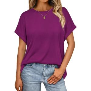 imageAUTOMET Womens Summer Tops Oversized Short Sleeve Business Casual T Shirts Trendy Fashion Clothes Spring Outfits 2025Purple