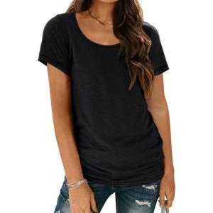 imageAUTOMET Womens Tshirts Loose Casual Crewneck Short Sleeve Spring Tops Basic Teeshirt 2025 Summer Fashion OutfitsBlack