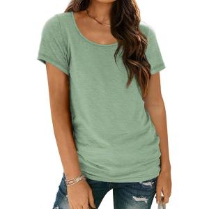imageAUTOMET Womens Tshirts Loose Casual Crewneck Short Sleeve Spring Tops Basic Teeshirt 2025 Summer Fashion OutfitsLight Green
