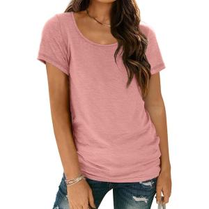 imageAUTOMET Womens Tshirts Loose Casual Crewneck Short Sleeve Spring Tops Basic Teeshirt 2025 Summer Fashion OutfitsPink