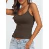 imageAUTOMET Crop Tank Top Woman Summer V Neck Tube Ribbed Tops Halter Sapghetti Strap Cami Racerback Tees LadiesBrown