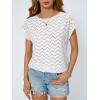 imageAUTOMET Women Casual Eyelet Embroidery Cap Sleeve Summer Tops Trendy TShirts Work Blouse 2025White