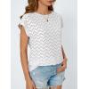 imageAUTOMET Women Casual Eyelet Embroidery Cap Sleeve Summer Tops Trendy TShirts Work Blouse 2025White