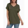 imageAUTOMET Womens Oversized V Neck Tshirts Casual Basic Short Sleeve Summer Tops Loose Fit 2025 Plain Tee ShirtsArmygreen