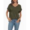 imageAUTOMET Womens Oversized V Neck Tshirts Casual Basic Short Sleeve Summer Tops Loose Fit 2025 Plain Tee ShirtsArmygreen