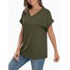 imageAUTOMET Womens Oversized V Neck Tshirts Casual Basic Short Sleeve Summer Tops Loose Fit 2025 Plain Tee ShirtsArmygreen