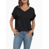 imageAUTOMET Womens Oversized V Neck Tshirts Casual Basic Short Sleeve Summer Tops Loose Fit 2025 Plain Tee ShirtsBlack