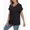 imageAUTOMET Womens Oversized V Neck Tshirts Casual Basic Short Sleeve Summer Tops Loose Fit 2025 Plain Tee ShirtsBlack