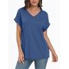 imageAUTOMET Womens Oversized V Neck Tshirts Casual Basic Short Sleeve Summer Tops Loose Fit 2025 Plain Tee ShirtsBlue