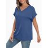 imageAUTOMET Womens Oversized V Neck Tshirts Casual Basic Short Sleeve Summer Tops Loose Fit 2025 Plain Tee ShirtsBlue