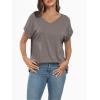 imageAUTOMET Womens Oversized V Neck Tshirts Casual Basic Short Sleeve Summer Tops Loose Fit 2025 Plain Tee ShirtsCoffeegrey