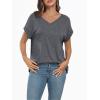 imageAUTOMET Womens Oversized V Neck Tshirts Casual Basic Short Sleeve Summer Tops Loose Fit 2025 Plain Tee ShirtsDarkgrey