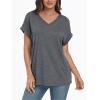 imageAUTOMET Womens Oversized V Neck Tshirts Casual Basic Short Sleeve Summer Tops Loose Fit 2025 Plain Tee ShirtsDarkgrey