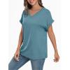 imageAUTOMET Womens Oversized V Neck Tshirts Casual Basic Short Sleeve Summer Tops Loose Fit 2025 Plain Tee ShirtsPeacockblue