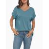 imageAUTOMET Womens Oversized V Neck Tshirts Casual Basic Short Sleeve Summer Tops Loose Fit 2025 Plain Tee ShirtsPeacockblue