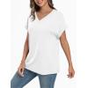 imageAUTOMET Womens Oversized V Neck Tshirts Casual Basic Short Sleeve Summer Tops Loose Fit 2025 Plain Tee ShirtsWhite