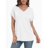 imageAUTOMET Womens Oversized V Neck Tshirts Casual Basic Short Sleeve Summer Tops Loose Fit 2025 Plain Tee ShirtsWhite