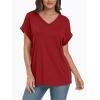 imageAUTOMET Womens Oversized V Neck Tshirts Casual Basic Short Sleeve Summer Tops Loose Fit 2025 Plain Tee ShirtsWinered