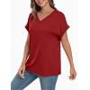 imageAUTOMET Womens Oversized V Neck Tshirts Casual Basic Short Sleeve Summer Tops Loose Fit 2025 Plain Tee ShirtsWinered