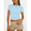 imageAUTOMET Womens Short Sleeve T Shirts Basic Summer 2025 Workout Tops Crew Neck Gym Crop Tops Trendy Y2K ClothesBaby Blue