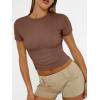 imageAUTOMET Womens Short Sleeve T Shirts Basic Summer 2025 Workout Tops Crew Neck Gym Crop Tops Trendy Y2K ClothesCoffee