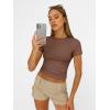 imageAUTOMET Womens Short Sleeve T Shirts Basic Summer 2025 Workout Tops Crew Neck Gym Crop Tops Trendy Y2K ClothesCoffee