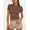imageAUTOMET Womens Short Sleeve T Shirts Basic Summer 2025 Workout Tops Crew Neck Gym Crop Tops Trendy Y2K ClothesCoffee