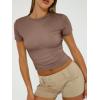 imageAUTOMET Womens Short Sleeve T Shirts Basic Summer 2025 Workout Tops Crew Neck Gym Crop Tops Trendy Y2K ClothesCoffee Grey