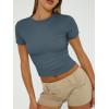 imageAUTOMET Womens Short Sleeve T Shirts Basic Summer 2025 Workout Tops Crew Neck Gym Crop Tops Trendy Y2K ClothesHaze Blue