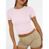 imageAUTOMET Womens Short Sleeve T Shirts Basic Summer 2025 Workout Tops Crew Neck Gym Crop Tops Trendy Y2K ClothesLight Pink