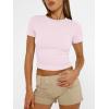 imageAUTOMET Womens Short Sleeve T Shirts Basic Summer 2025 Workout Tops Crew Neck Gym Crop Tops Trendy Y2K ClothesLight Pink