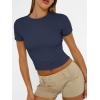 imageAUTOMET Womens Short Sleeve T Shirts Basic Summer 2025 Workout Tops Crew Neck Gym Crop Tops Trendy Y2K ClothesNavy