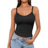 imageAUTOMET Crop Tank Top Woman Summer V Neck Tube Ribbed Tops Halter Sapghetti Strap Cami Racerback Tees LadiesBlack