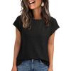 imageAUTOMET Women Casual Eyelet Embroidery Cap Sleeve Summer Tops Trendy TShirts Work Blouse 2025Black