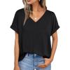 imageAUTOMET Womens Oversized V Neck Tshirts Casual Basic Short Sleeve Summer Tops Loose Fit 2025 Plain Tee ShirtsBlack