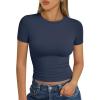 imageAUTOMET Womens Short Sleeve T Shirts Basic Summer 2025 Workout Tops Crew Neck Gym Crop Tops Trendy Y2K ClothesNavy