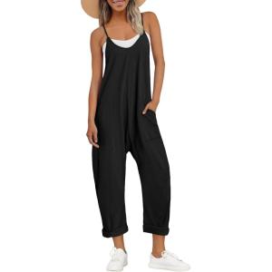 imageAUTOMET Jumpsuits for Women Casual Summer Outfits Rompers Comfy Beach Vacation Trendy Overalls Jumpers Fashion Clothes 2025Black