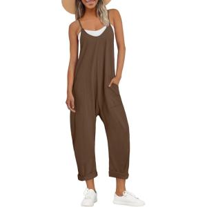 imageAUTOMET Jumpsuits for Women Casual Summer Outfits Rompers Comfy Beach Vacation Trendy Overalls Jumpers Fashion Clothes 2025Coffeebrown