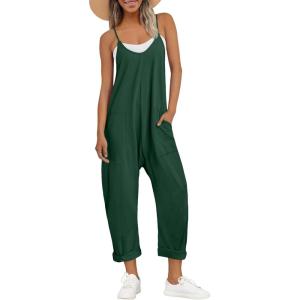imageAUTOMET Jumpsuits for Women Casual Summer Outfits Rompers Comfy Beach Vacation Trendy Overalls Jumpers Fashion Clothes 2025Darkgreen