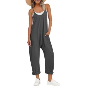 imageAUTOMET Jumpsuits for Women Casual Summer Outfits Rompers Comfy Beach Vacation Trendy Overalls Jumpers Fashion Clothes 2025Darkgrey