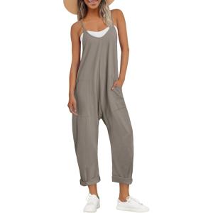 imageAUTOMET Jumpsuits for Women Casual Summer Outfits Rompers Comfy Beach Vacation Trendy Overalls Jumpers Fashion Clothes 2025Greygreen