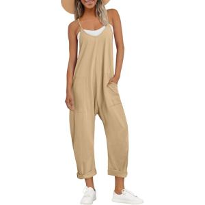 imageAUTOMET Jumpsuits for Women Casual Summer Outfits Rompers Comfy Beach Vacation Trendy Overalls Jumpers Fashion Clothes 2025Khaki