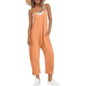 imageAUTOMET Jumpsuits for Women Casual Summer Outfits Rompers Comfy Beach Vacation Trendy Overalls Jumpers Fashion Clothes 2025Lightorange