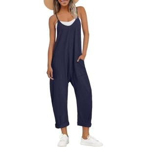 imageAUTOMET Jumpsuits for Women Casual Summer Outfits Rompers Comfy Beach Vacation Trendy Overalls Jumpers Fashion Clothes 2025Navy