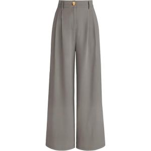 imageAUTOMET Women Wide Leg Dress Pants High Waisted Loose Fit Business Casual Work Trousers with Pockets 2025Stones Grey